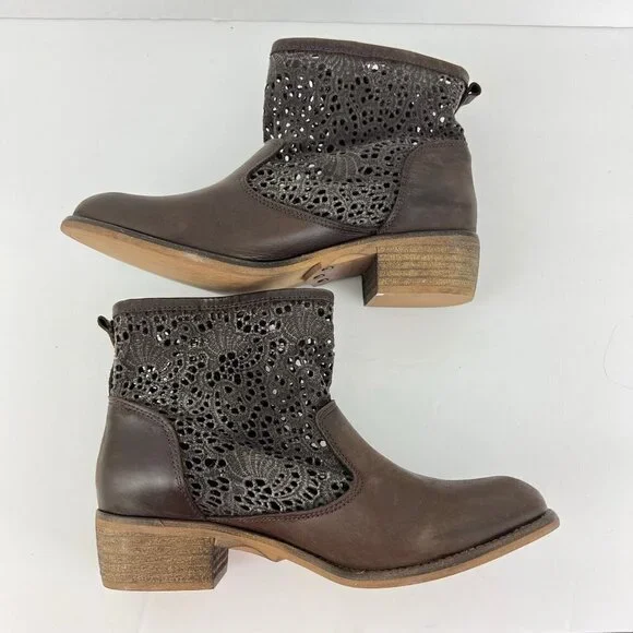 Musse & Cloud Ainhoa Brown Leather Lace Boots Size 41 10 - Picture 5 of 10